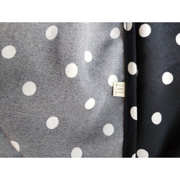 Top Women's XL Short Sheer Sleeve Navy White Polka Dot Cruise Resort Beach - Picture 7 of 10